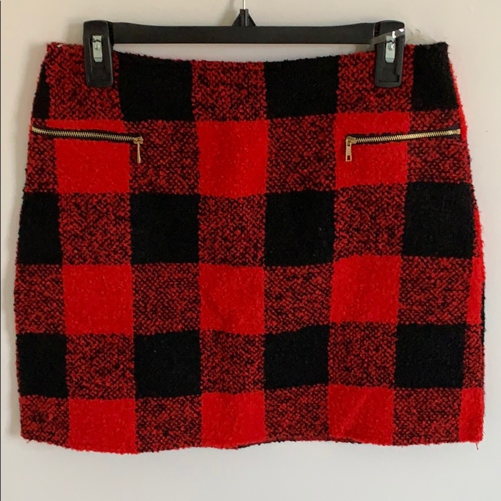 Black and red checkered skirt